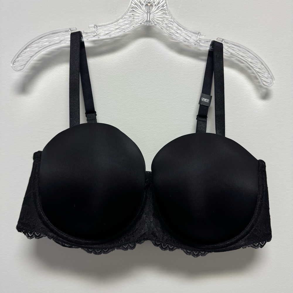 NWT Torrid Curve Lightly Lined Strapless‎ Underwire Black Bra With Lace 40DD
